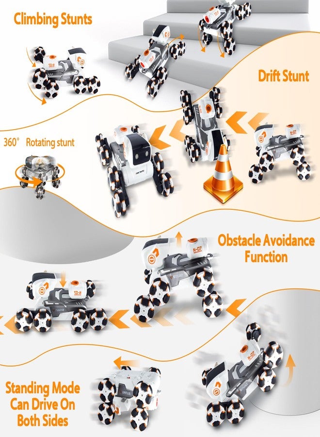 HatchHaven Robot Dog Toy for Kids,2.4Ghz Remote Control Dog Stunt Robot Dogs 2nd Gen Remote Control Cars Stunt Rc Cars with Light & Sound Toys Christmas Birthday Gifts for 6 7 8 9 10 11 12 Year Old Boys (white) - Image 4